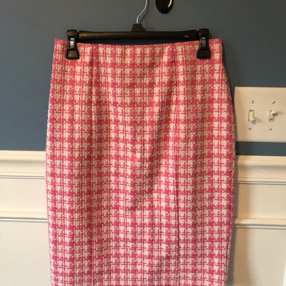 Pink and White Plaid Women's Skirt